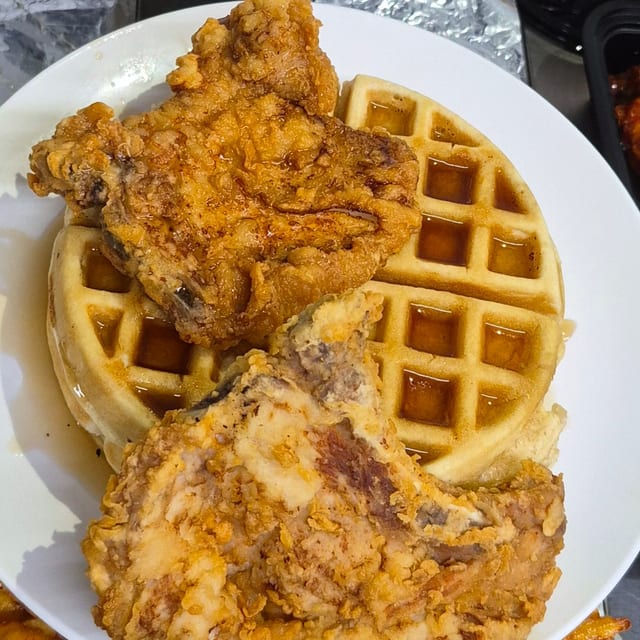 CHARLIE'S Pork Chop and Waffles.